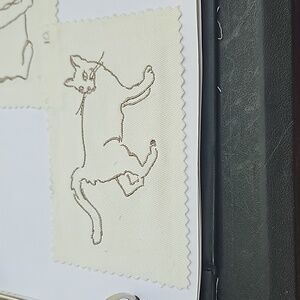 Handmade machine embroidery cat patch